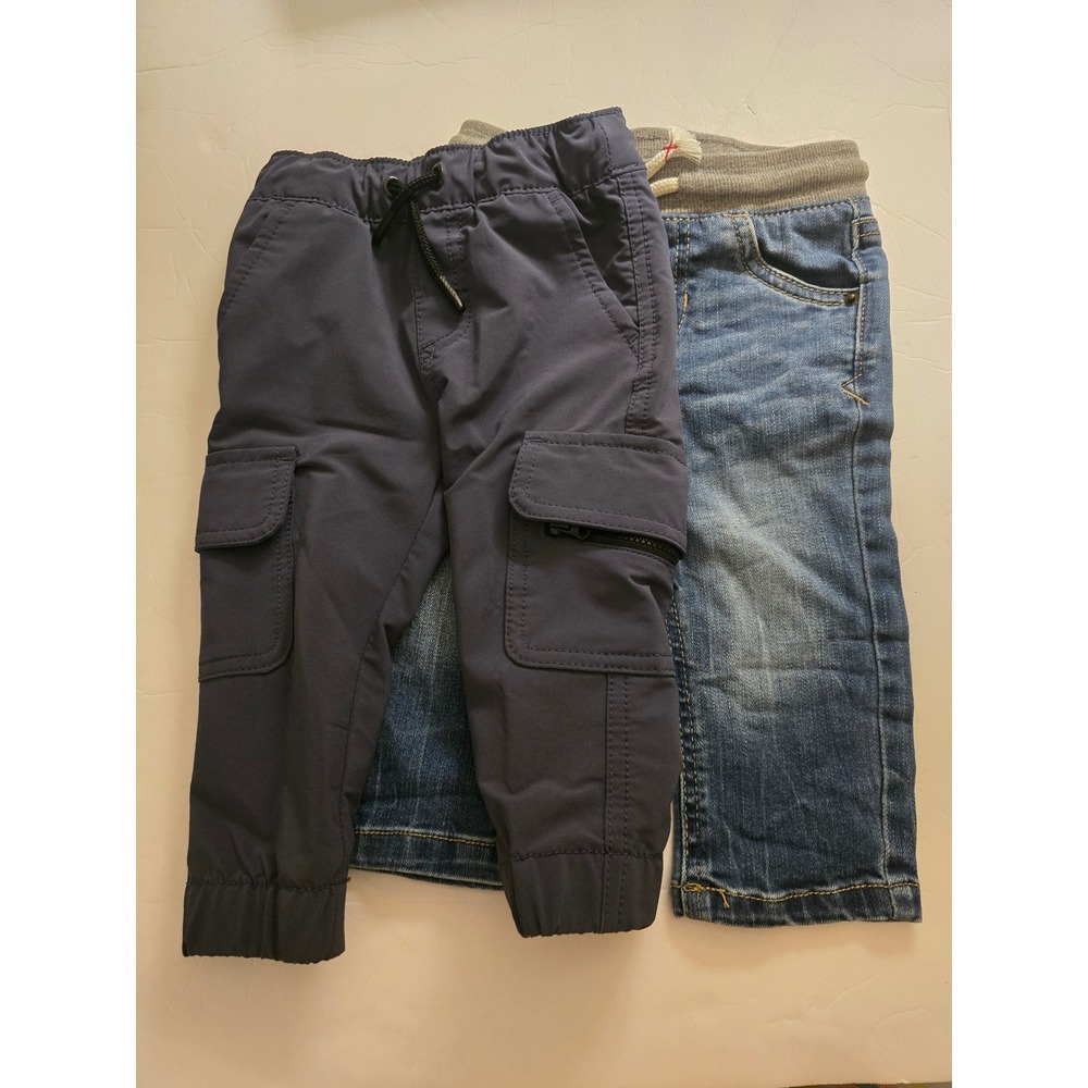 Cat & Jack Baby Boy Pants Lot Blue Jeans and Navy Cargo Joggers Set 12M